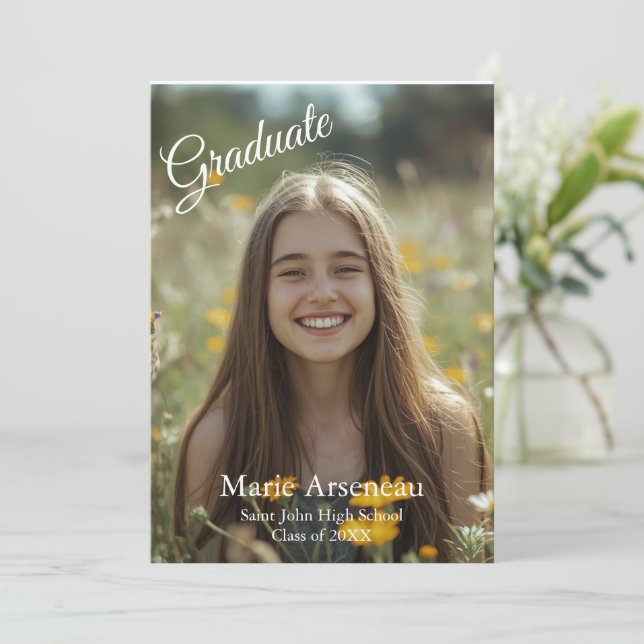  Simple Photo 'Graduate Announcement' Personalize Holiday Card (Standing Front)