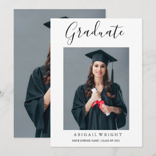 Simple Photo Graduate Graduation Announcement