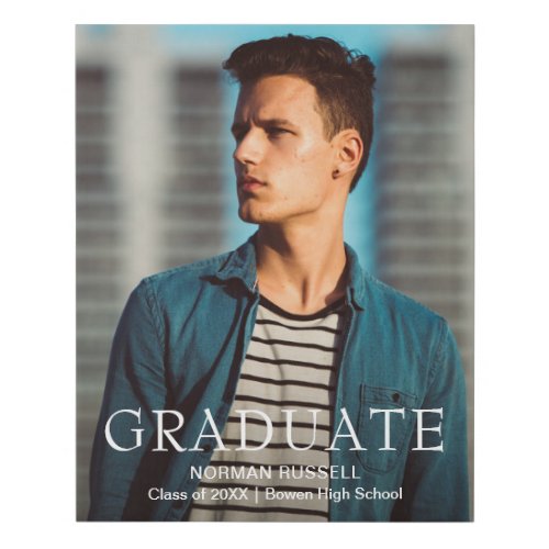 Simple Photo Graduate Modern Graduation Faux Canvas Print