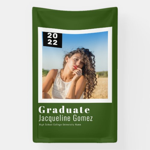 Simple Photo Graduation 2022 Announcement Green Banner