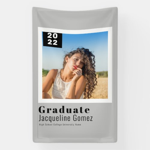 Simple Photo Graduation 2022 Announcement Grey Banner