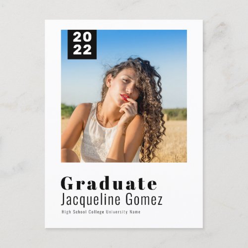 Simple Photo Graduation 2022 Party Invitation Postcard