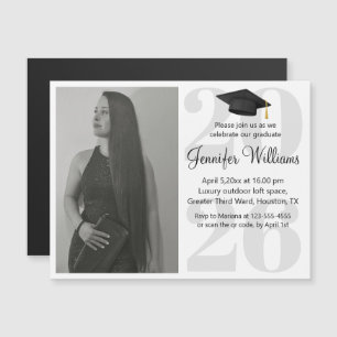 simple photo graduation 2026 party qr code magnet 