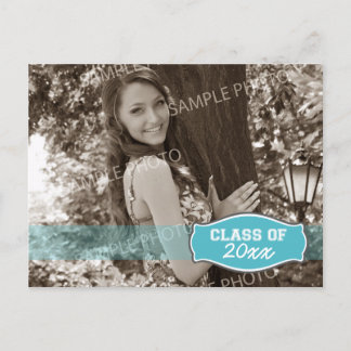 Simple Photo Graduation Announcement (aqua)
