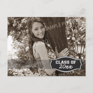 Simple Photo Graduation Announcement (black) Postcard