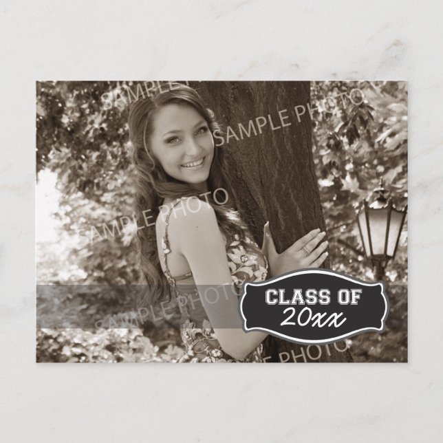 Simple Photo Graduation Announcement (black) Postcard (Front)