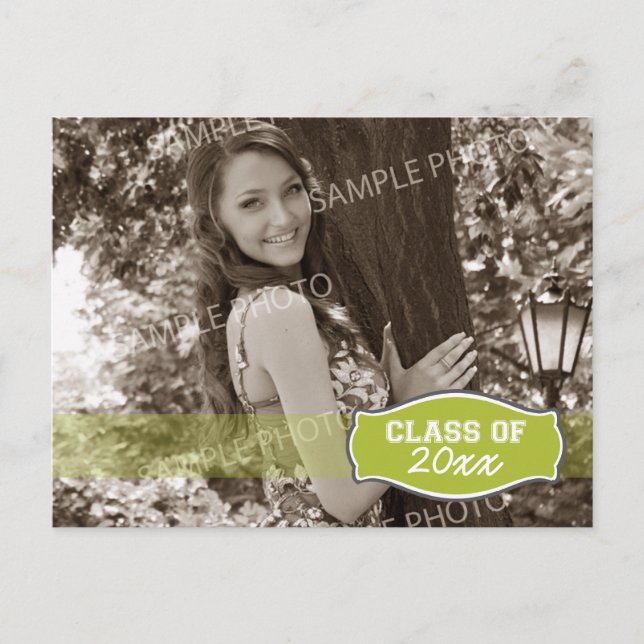 Simple Photo Graduation Announcement (lime) (Front)