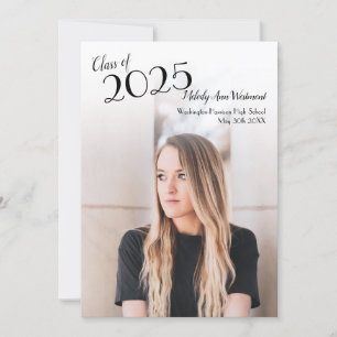Simple Photo Graduation Announcement Modern Black