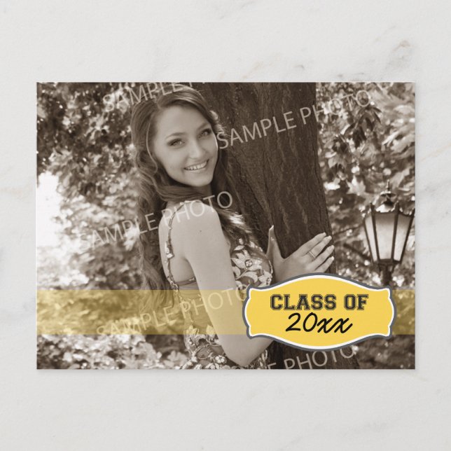 Simple Photo Graduation Announcement (yellow) (Front)