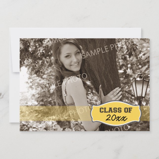 Simple Photo Graduation Announcement (yellow) (Front)