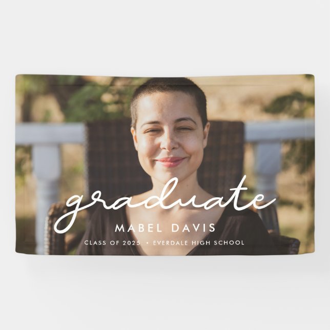 Simple Photo graduation celebration Graduate Banner (Horizontal)