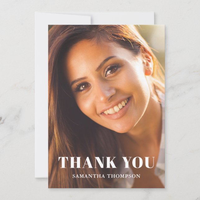 Simple Photo Graduation Flat Thank You Card (Front)