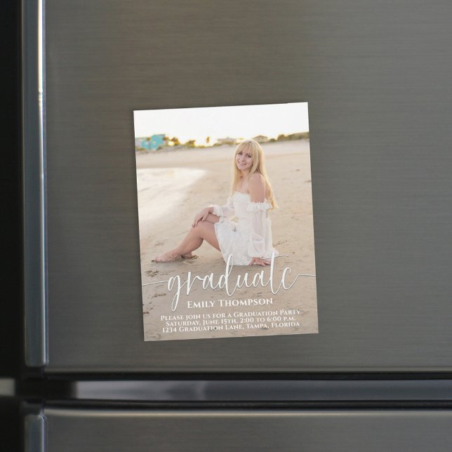 Simple Photo Graduation Magnetic Card  (Magnetic graduation card with simple contemporary layout.)