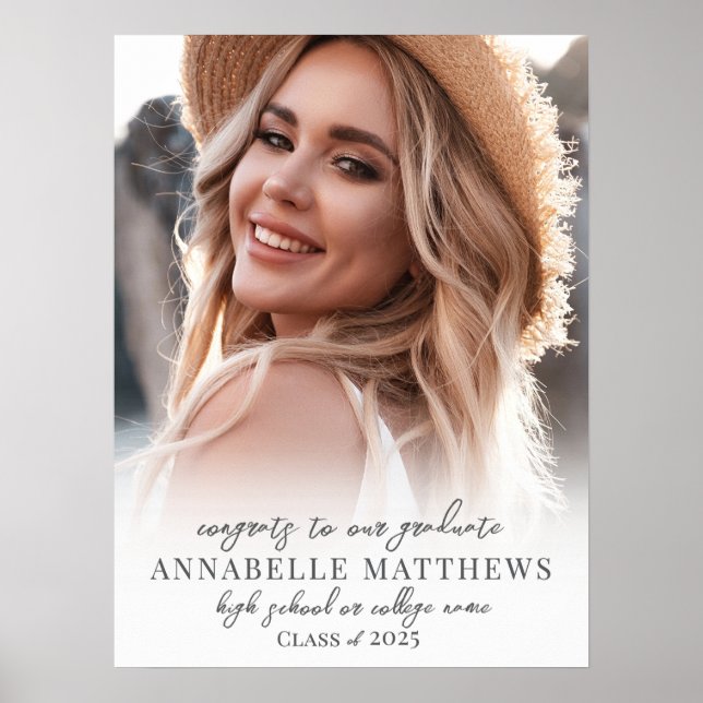 Simple Photo Graduation Party Sign (Front)