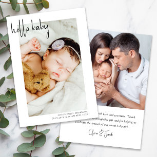 Simple Photo Hand-Lettered New Baby Announcement