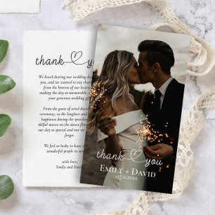 Simple Photo Hand-Lettered Wedding Thank You Note Card