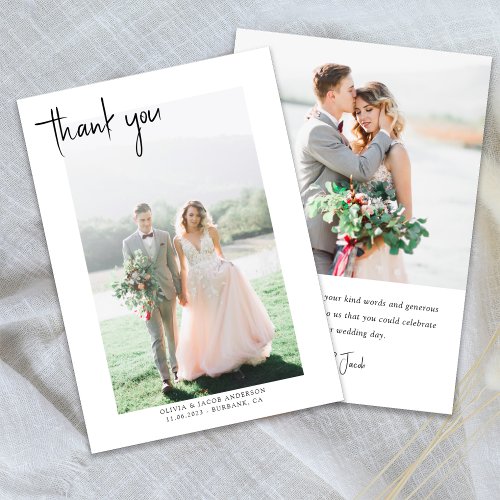 Simple Photo Hand_Lettering Wedding Thank You Card