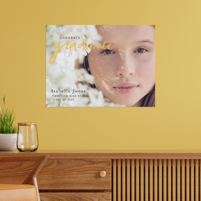 Simple Photo Handwritten Script Graduation Foil Prints (In Situ (Living Room))