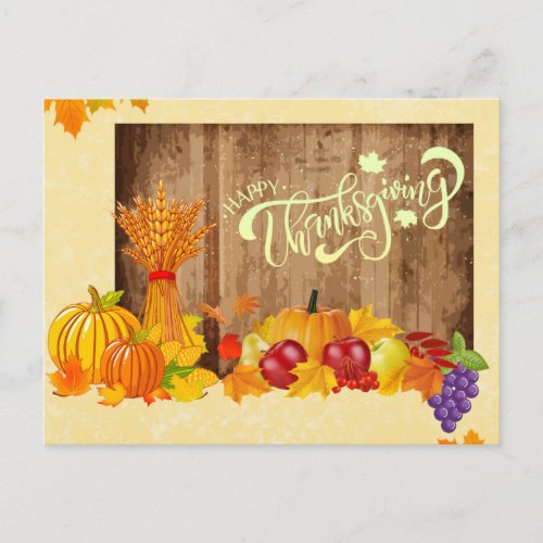 Simple Photo Happy Thanksgiving Food Greetings Postcard