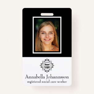 Simple Photo Id and Custom Logo with Name on Black Badge