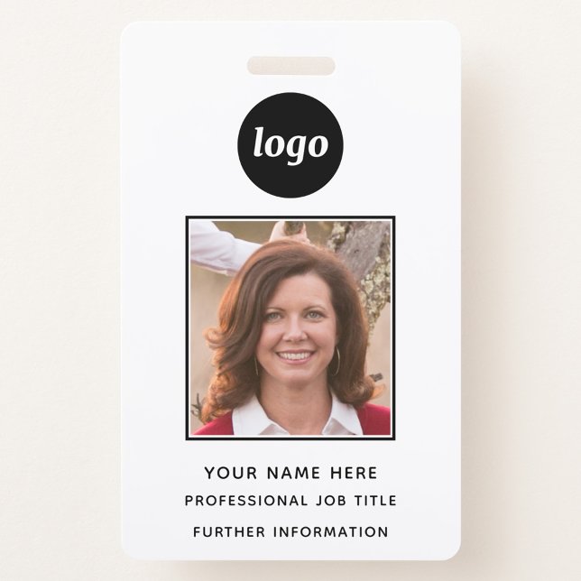 Simple Photo ID Nametag  Badge (Simple logo with text promotional business name ID badge)