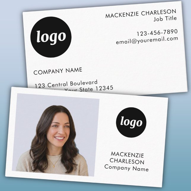 Simple Photo Logo Text Minimalist Business Card (Creator Uploaded)
