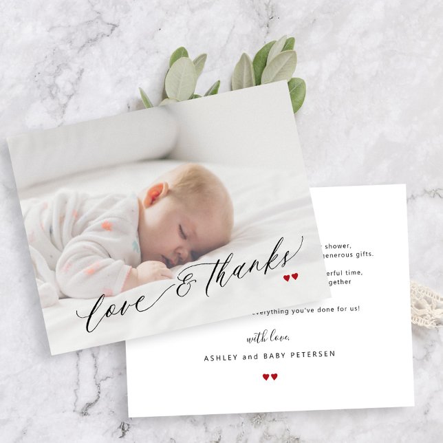 Simple photo love and thanks baby shower thank you card (Creator Uploaded)