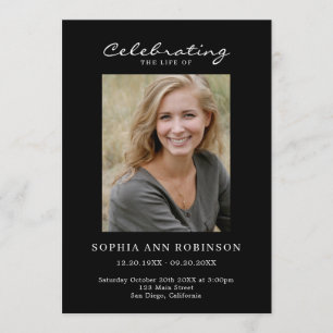 Simple Photo Memorial Order Of Service Black Program