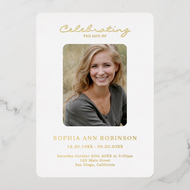 Simple Photo Memorial Order Of Service Program (Front)