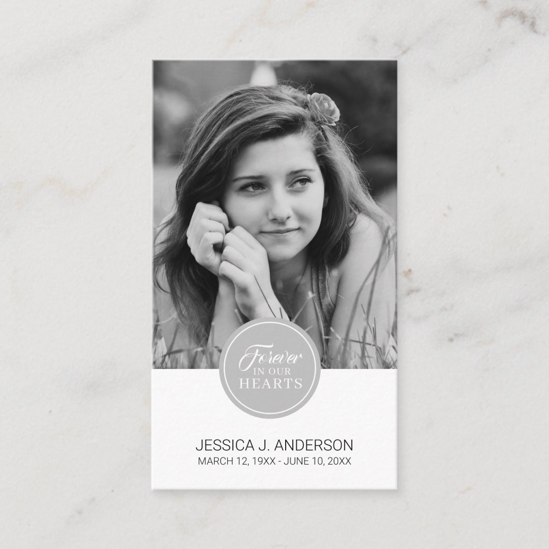 Simple Photo Memorial Prayer Card | Zazzle