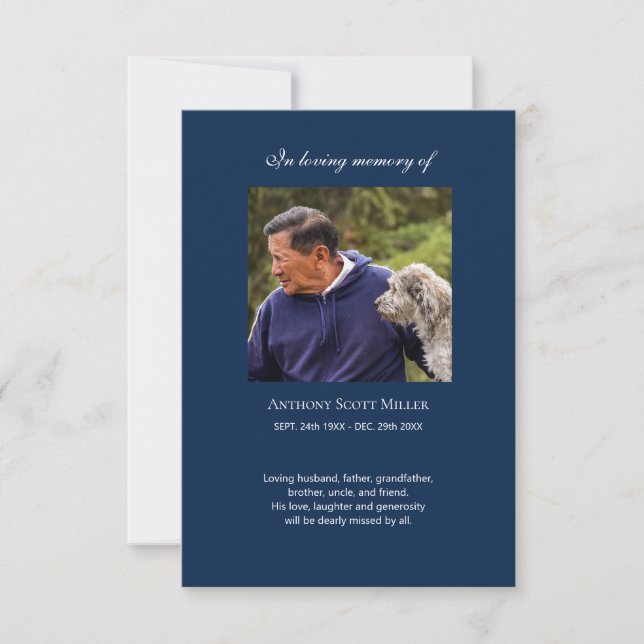 Simple photo memorial prayer card (Front)