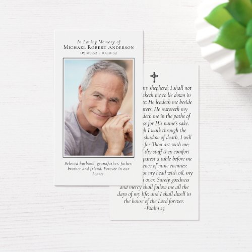 Simple Photo Memorial Prayer Card