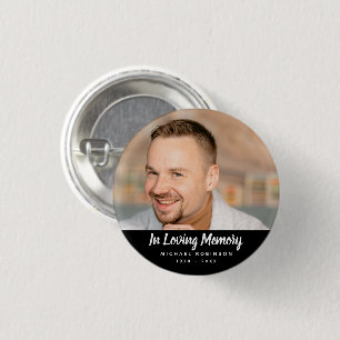 Simple Photo Memorial Tribute Funeral Keepsake Button
