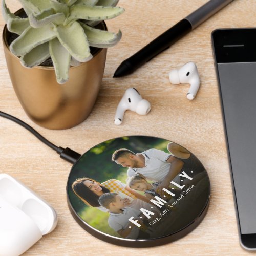 Simple Photo Minimalist Minimal Family Typography Wireless Charger