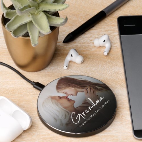 Simple Photo Minimalist Minimal Grandma Custom Wireless Charger