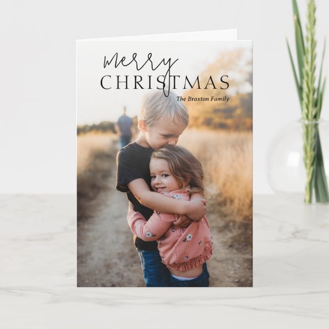 Simple Photo Modern Christmas Holiday Card (Front)
