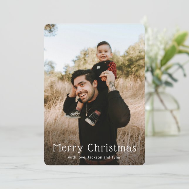 Simple Photo Modern Christmas Holiday Card (Standing Front)