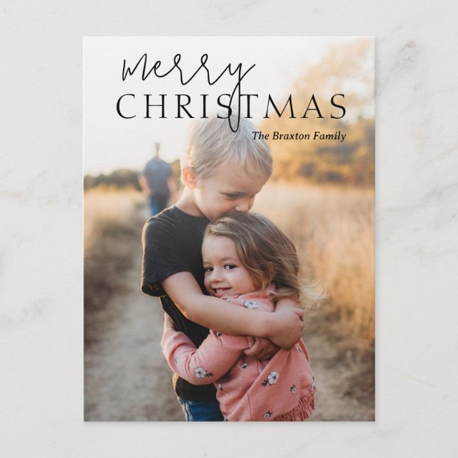 Simple Photo Modern Christmas Holiday Postcard (Front)