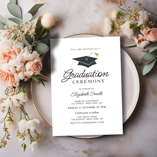 simple photo modern graduation ceremony invitation