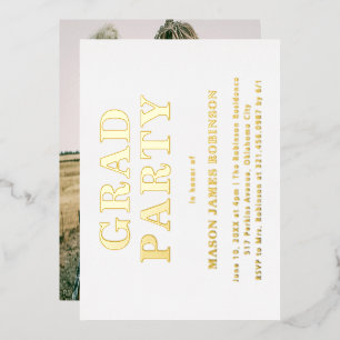 Simple Photo Modern Graduation Party Foil Invitation