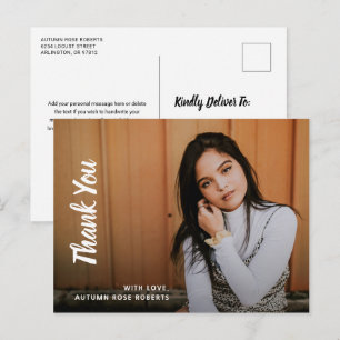 Simple Photo Modern Graduation Thank You Postcard