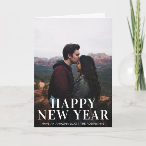 Simple Photo Modern Happy New Year Holiday Card