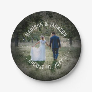 Simple Photo Modern Picture Chic Elegant Wedding Paper Plates