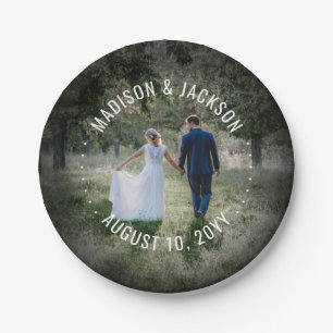 Simple Photo Modern Picture Chic Elegant Wedding Paper Plates