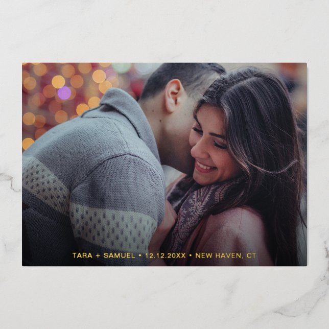 Simple Photo Modern Wedding Save the Date Foil Invitation (Front)