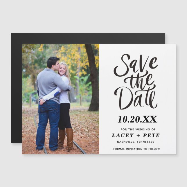 Simple Photo Modern Wedding Save the Date  Magnetic Invitation (Front/Back)