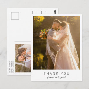Simple Photo Modern Wedding Thank You Postcard
