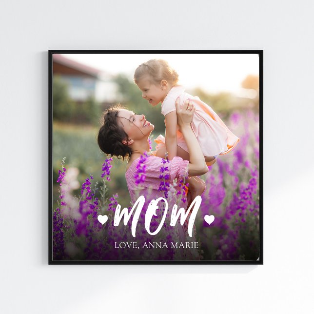 Simple Photo Mom Typography Personalized Print (Mom photo template personalized photo print.)