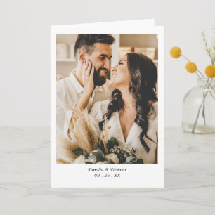 Simple Photo Monogram Folded Wedding  Thank You Card