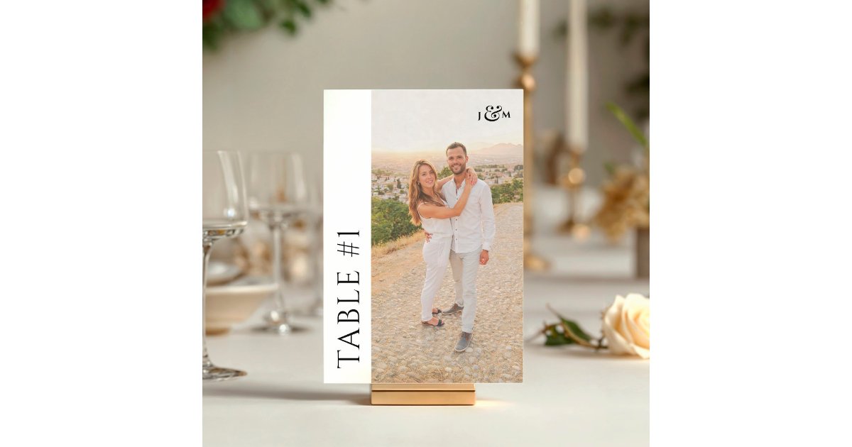 Table Monogrames Simple Photo Monogram Wedding Table Number | Zazzle